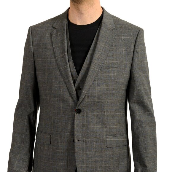 Hugo Boss Men's "Astian/Hets182V1" 100% Wool Plaid Vest & Blazer US 44R IT 54R - Picture 1 of 9